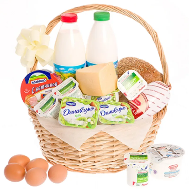 Корзинка свежих продуктов с хлебом и молоком, доставка Альбурикент